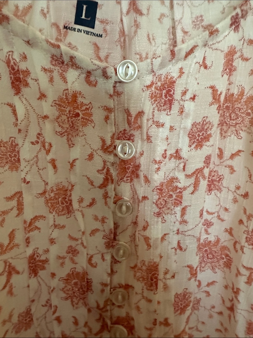 Lightweight Floral Peasant Blouse in Pink and Cream - Picture 4 of 5